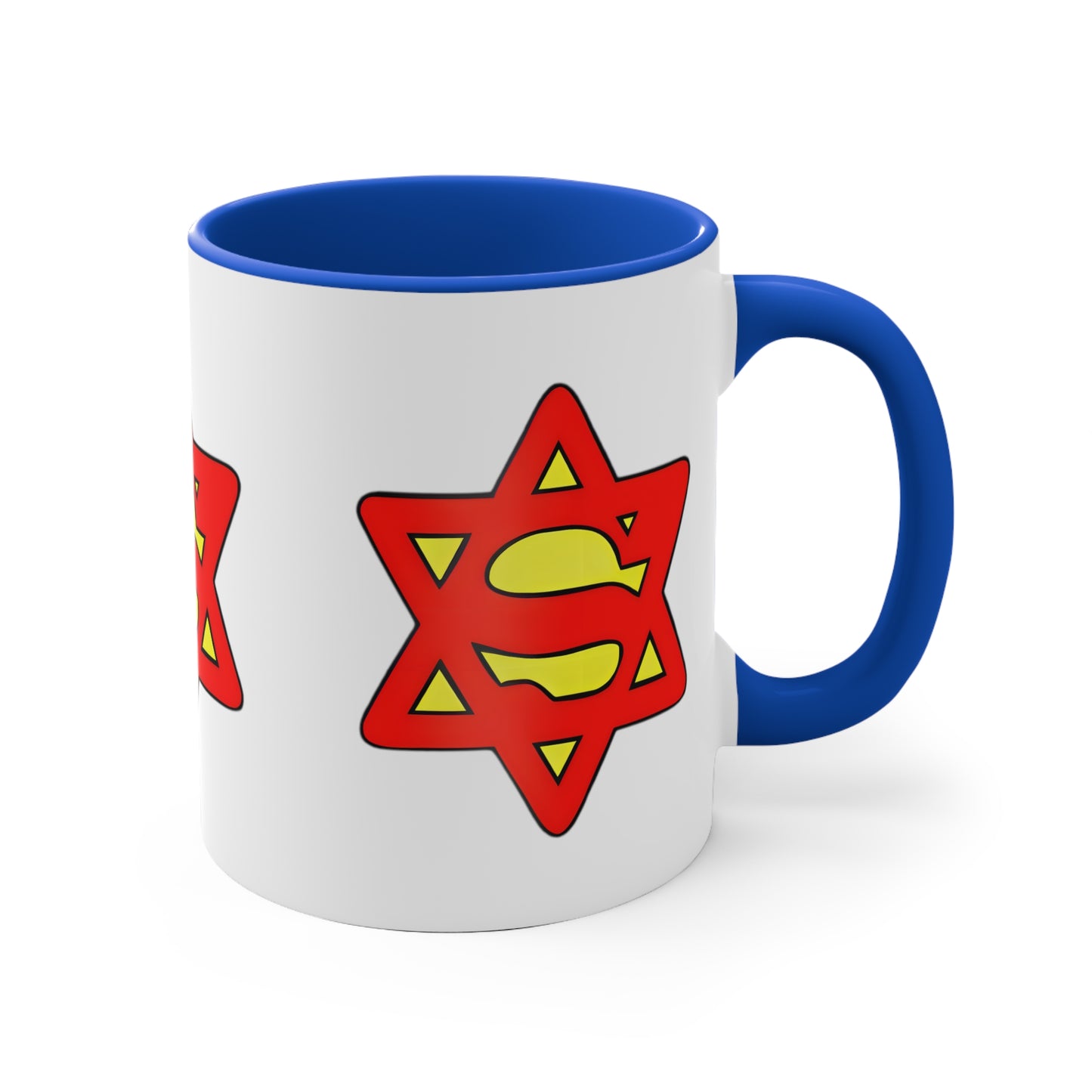 Super Jew 11oz White and Blue Accent Coffee Mug