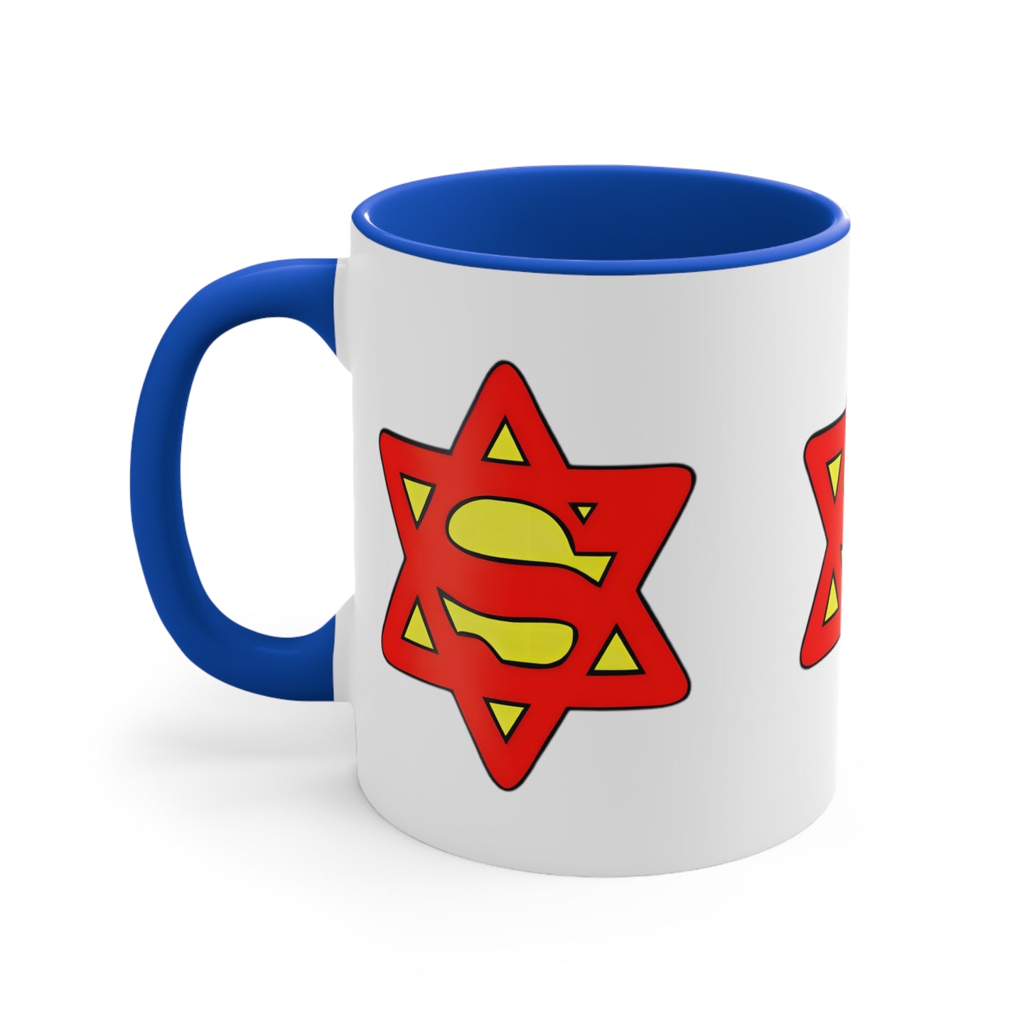 Super Jew 11oz White and Blue Accent Coffee Mug