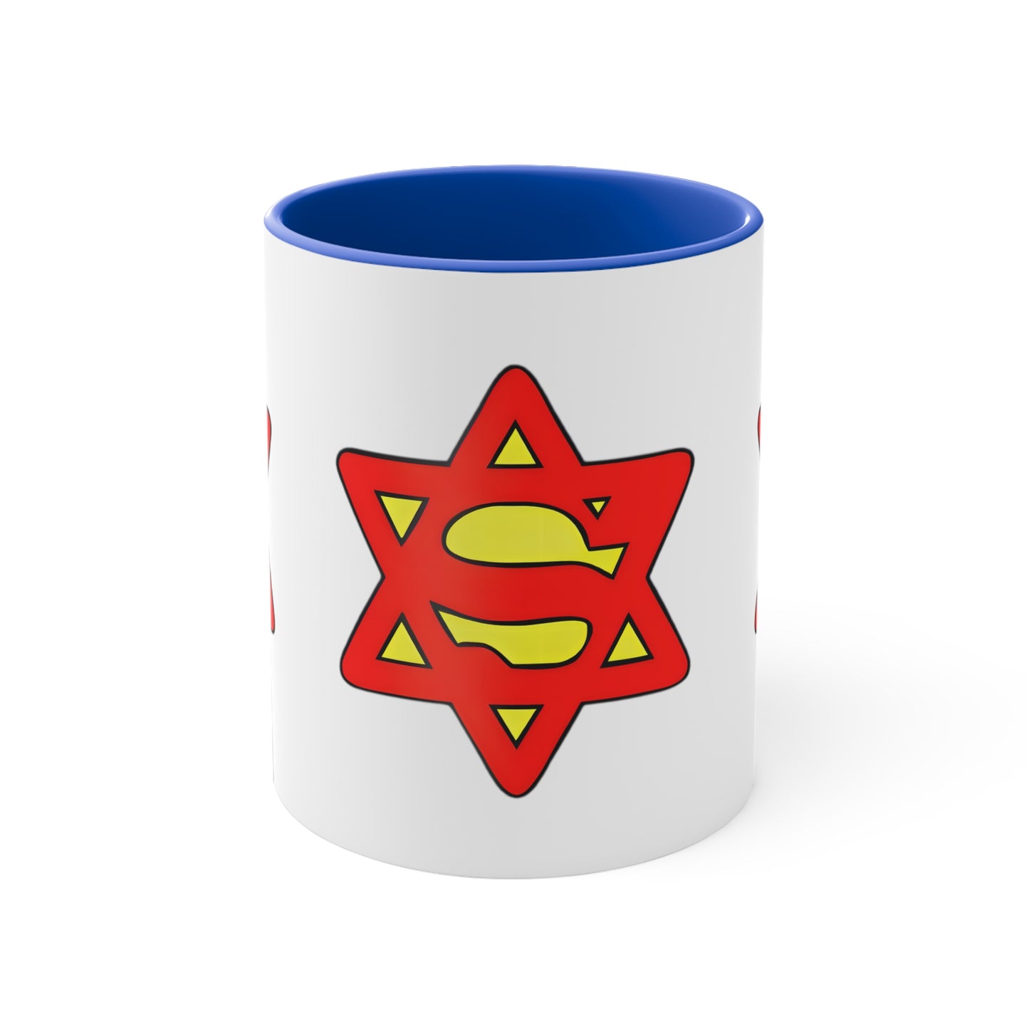 Super Jew 11oz White and Blue Accent Coffee Mug